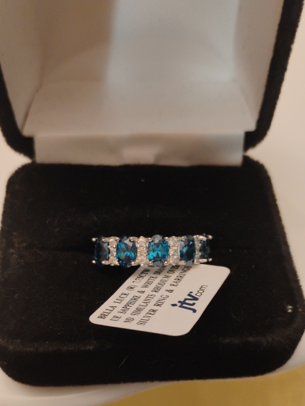 Blue Topaz and Cubic Zirconia Sterling Silver Ring - Women Jewelry